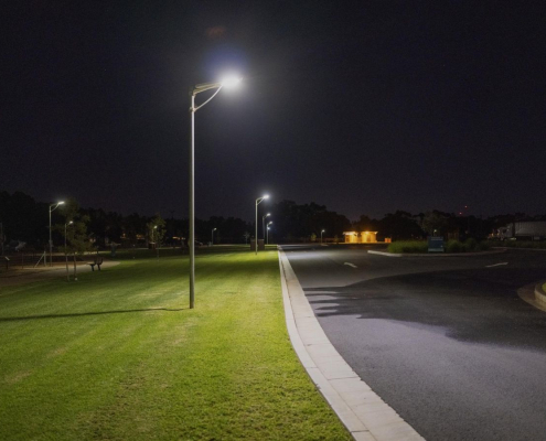 solar street lighting at night