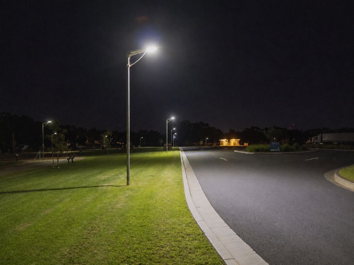 solar street lights at night